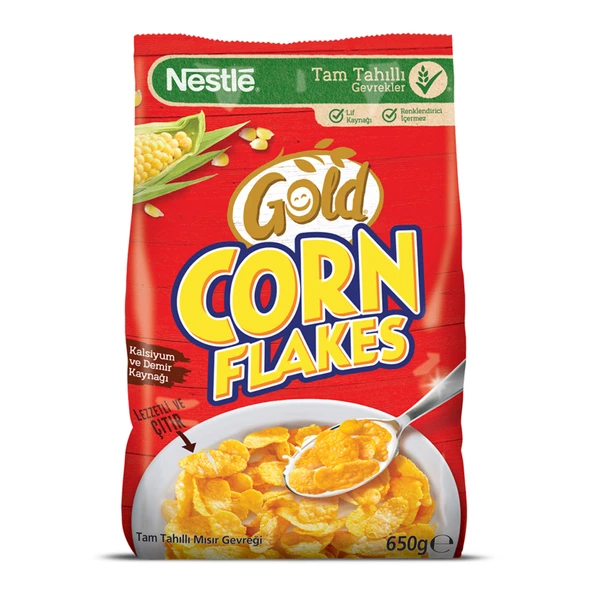 Nestle Gold Corn Flakes Tam Tahıl Mısır Gevreği 650 G (4'li Paket) ürün görseli 1