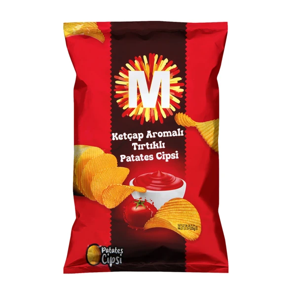 Migros Ketçap Aromalı Tırtıklı Patates Cipsi 135 G (8'li Paket) ürün görseli 1