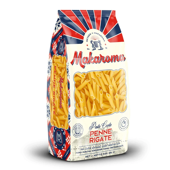 Makaroma Penne Rigate (Kalem) 500 G (8'li Paket) ürün görseli 1