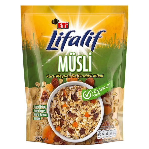Eti Lifalif Kuru Meyveli ve Fındıklı Müsli 350 g (8'li Paket) ürün görseli 1