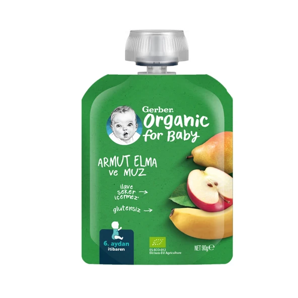 Gerber Organik Elmalı Muzlu Armut Püresi 90 G (4'li Paket) ürün görseli 1