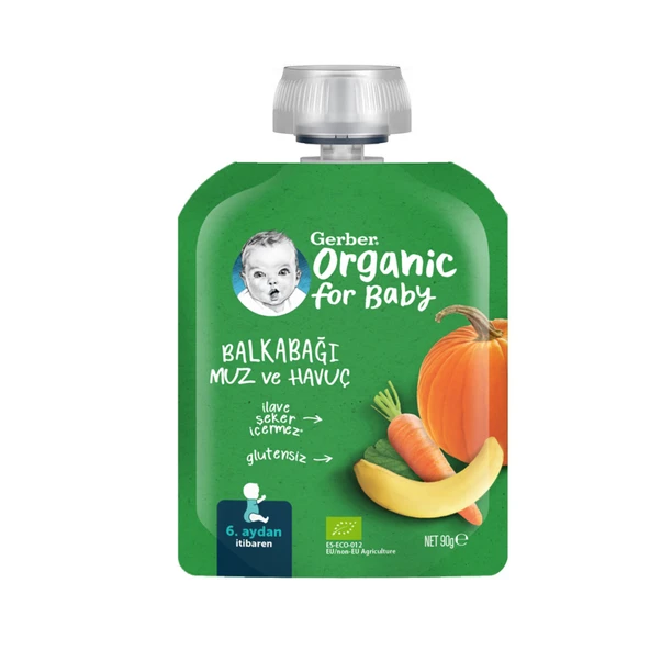 Gerber Organik Muzlu Havuçlu Balkabağı Püresi 90 G (6'li Paket) ürün görseli 1
