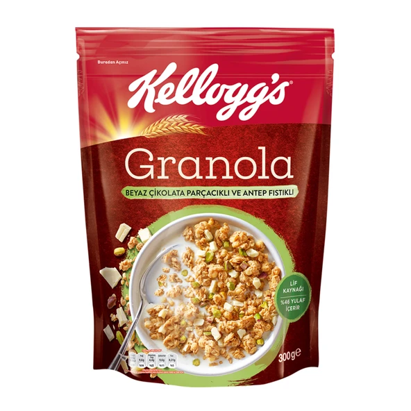 Kelloggs Granola Beyaz Çikolatalı Antep Fıstıklı 300G (8'li Paket) ürün görseli 1