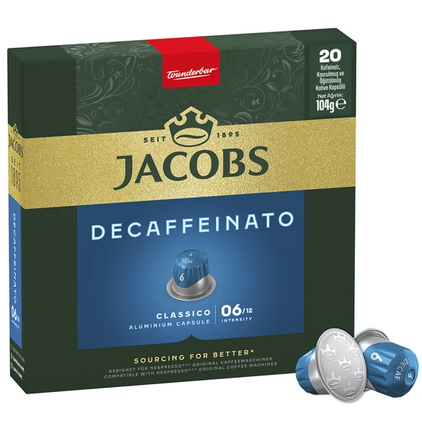 Jacobs Lungo6 Decaff Kafeinsiz Kapsül Kahve 20'li 104 G (2'li Paket) ürün görseli 1