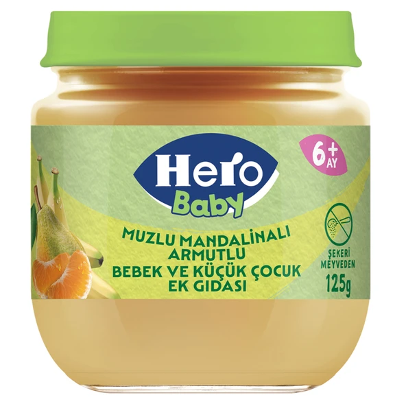 Hero Baby Muz Mandalina Armut Püreli Kavanoz Mama 125 G (8'li Paket) ürün görseli 1