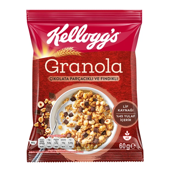 Kellogg's Granola Çikolata Parçacıklı & Fındıklı 60 G (8'li Paket) ürün görseli 1