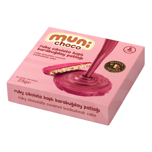 Muni Choco Ruby Çikolata Kaplı Karabuğday Patlağı 25 G (5'li Paket) ürün görseli 1