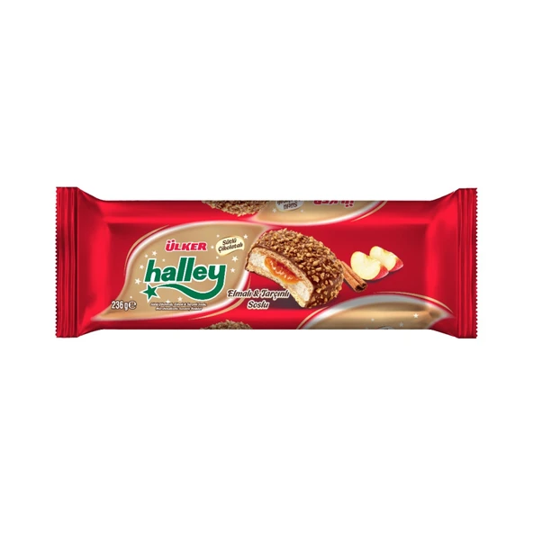 Halley Ülker Halley Elma Tarçınlı Sütlü Çikolatalı Bisküvi 236 G (5'li Paket) ürün görseli 1