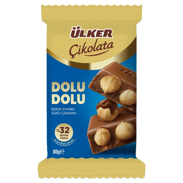 Ülker Çikolata Dolu Dolu Fındıklı 80 G (5'li Paket) ürün görseli 1