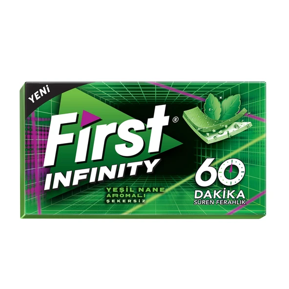 First 60 Dk Infinity Yeşil Nane Aromalı Sakız 27 G (8'li Paket) ürün görseli 1
