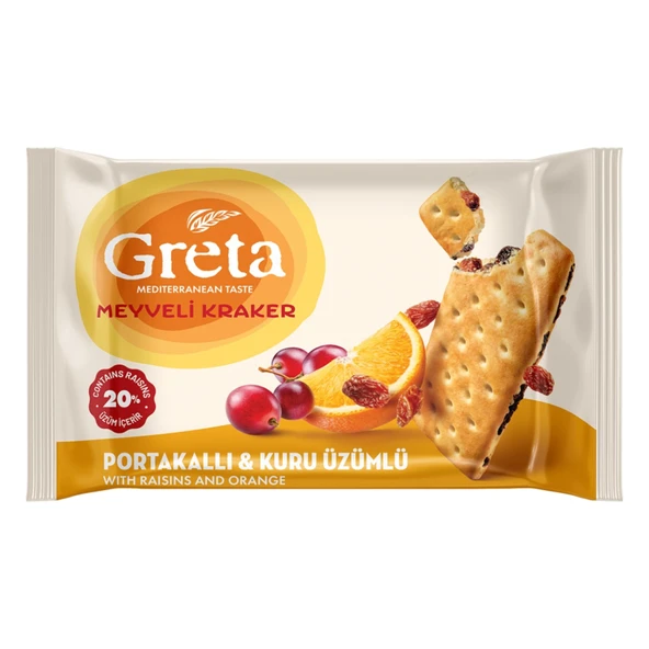 Greta Kuru Üzümlü Portakallı Meyve Kraker 4 x  37.5 G (7'li Paket) ürün görseli 1
