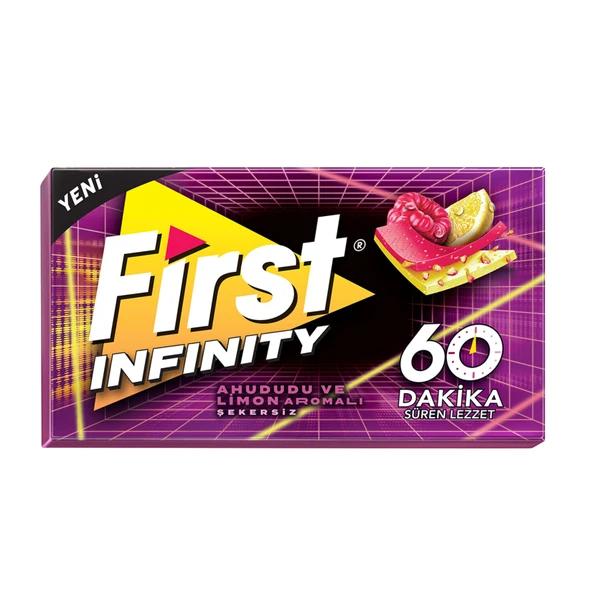 First 60 Dk Infinity Ahududu & Limon Aromalı Şekersiz Sakız 27 G (8'li Paket) ürün görseli 1