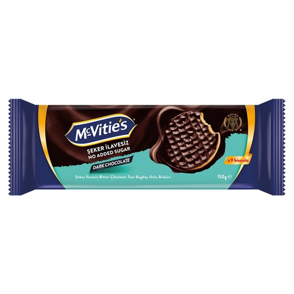 McVitie's Digestive Zero Bitter Çikolata Kaplı Bisküvi 150 G (8'li Paket) ürün görseli 1