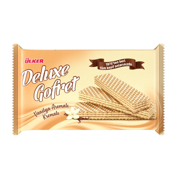 Ülker Deluxe Gofret Vanilya Aromalı Kremalı 220 G (7'li Paket) ürün görseli 1