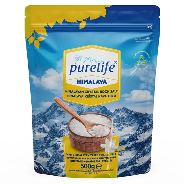 Purelife Himalaya Tuzu Beyaz Granül Sofrada Öğütme 500G (6'li Paket) ürün görseli 1