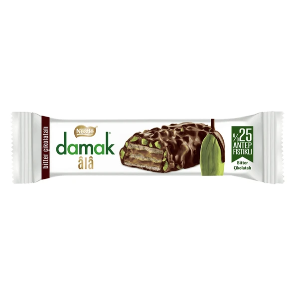 Nestle Damak Ala Bitter Çikolata Kaplı Antep Fıstıklı Gofret 30 G (7'li Paket) ürün görseli 1