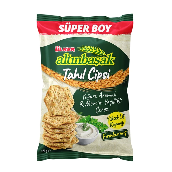 Ülker Altınbaşak Yoğurtlu & Mevsim Yeşillikli Tahıl Cipsi 120 G (8'li Paket) ürün görseli 1