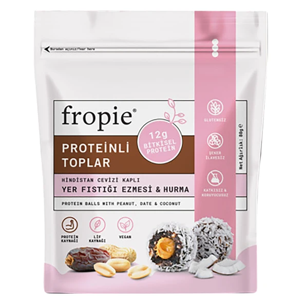 Fropie Yer Fıstığı Hurma Proteinli Toplar 80 G (3'li Paket) ürün görseli 1