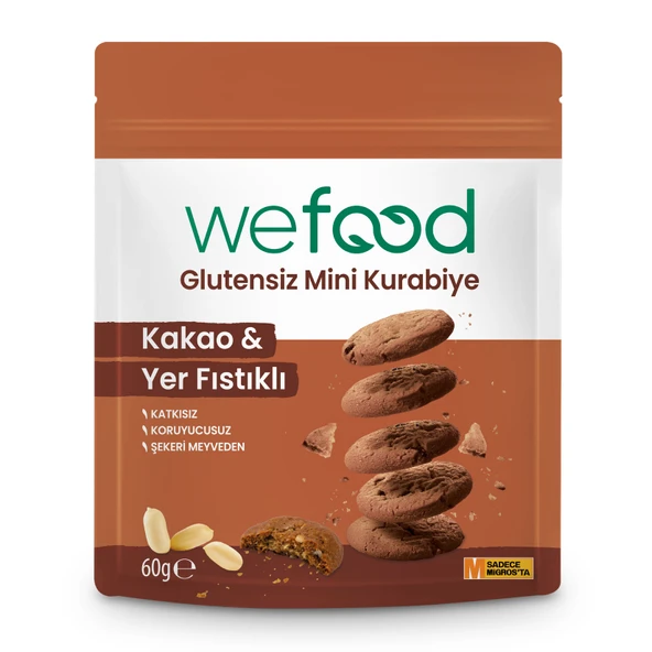 Wefood Kakao & Yer Fıstığı Glutensiz Mini Kurabiye 60 G (8'li Paket) ürün görseli 1