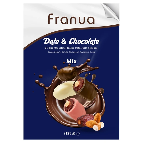 Franua Date & Chocolate Mix Badem Dolgu Kaplı Hurma 125 G (3'li Paket) ürün görseli 1