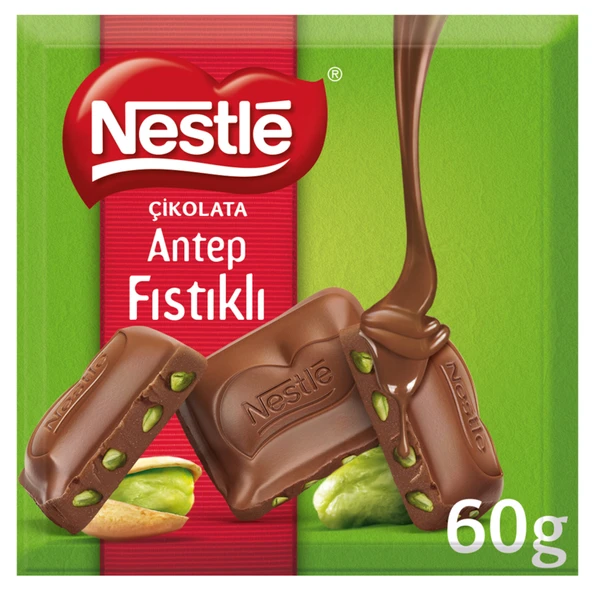 Nestle Antep Fıstıklı Sütlü Kare Çikolata 60 G (5'li Paket) ürün görseli 1