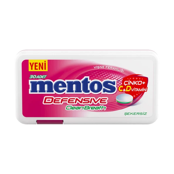 Mentos Clean Breath Defensive Vişne Aromalı Şeker 21 G (7'li Paket) ürün görseli 1