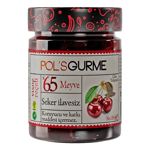 Pol's Gurme Şeker İlavesiz Vişne Reçeli 285 G (5'li Paket) ürün görseli 1