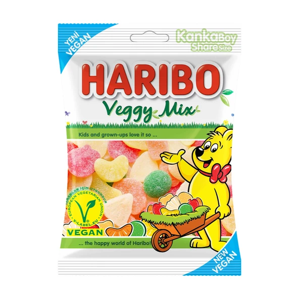 Haribo Veggy Mix Meyve Aromalı Yumuşak Şekerleme 80 G (8'li Paket) ürün görseli 1