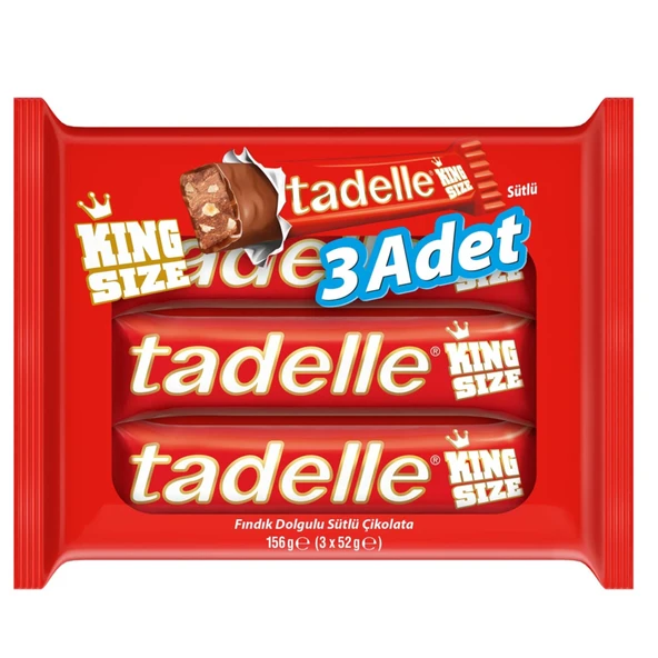 Tadelle Fındık Dolgulu Sütlü Çikolata 3 x 52 G (5'li Paket) ürün görseli 1