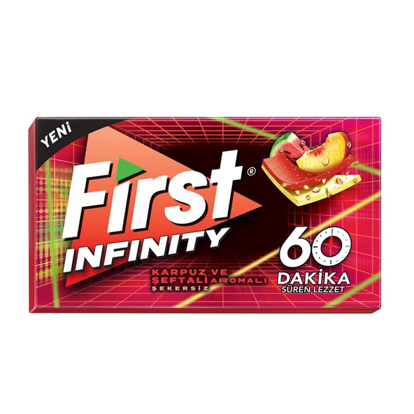 Fırst 60Dk Infinity Karpuz & Şeftali Aromalı Şekersiz Sakız 27 G (8'li Paket) ürün görseli 1