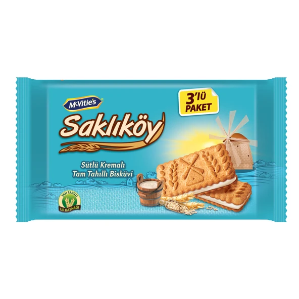 Saklıköy Sütlü Kremalı Bisküvi 3 x 88 G (8'li Paket) ürün görseli 1