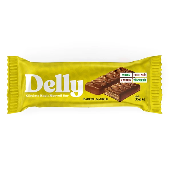 Delly Çikolata Kaplı Bademli & Muzlu Meyveli Bar 35 G (7'li Paket) ürün görseli 1
