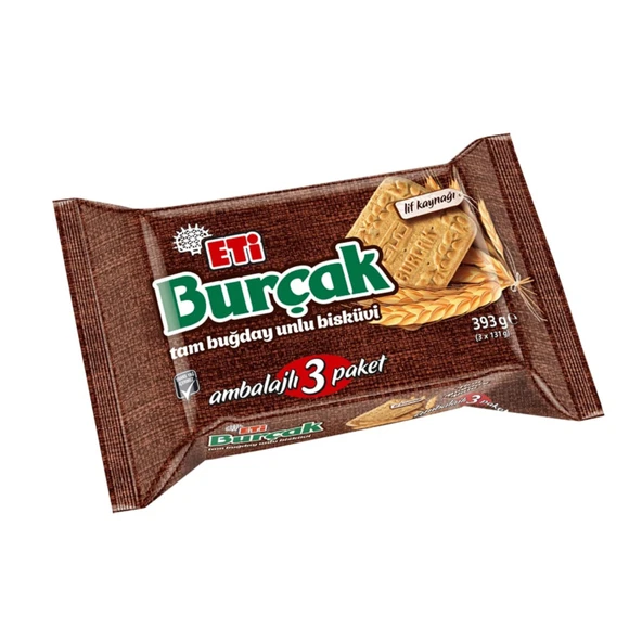 Eti Burçak Tam Buğday Unlu Bisküvi 3 x 131 G (8'li Paket) ürün görseli 1