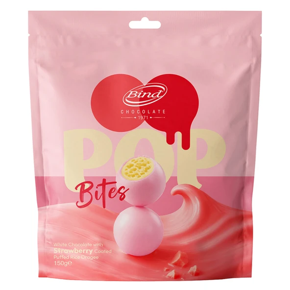 Bind Çilekli Beyaz Çikolata Kaplı Pirinç Patlağı Draje 150 G (6'li Paket) ürün görseli 1