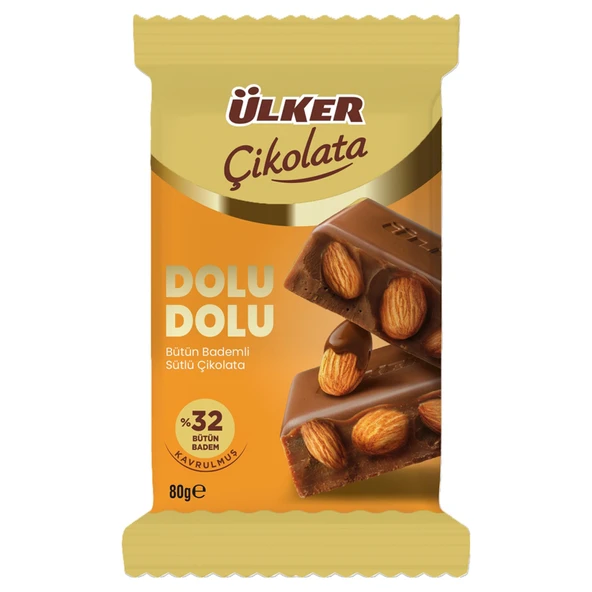Ülker Çikolata Dolu Dolu Bademli 80 G (8'li Paket) ürün görseli 1