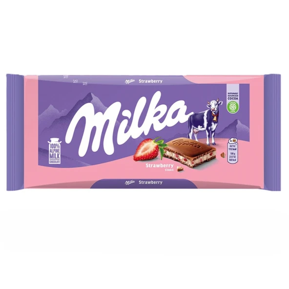 Milka Çilekli Yoğurtlu Çikolata 100 G (7'li Paket) ürün görseli 1