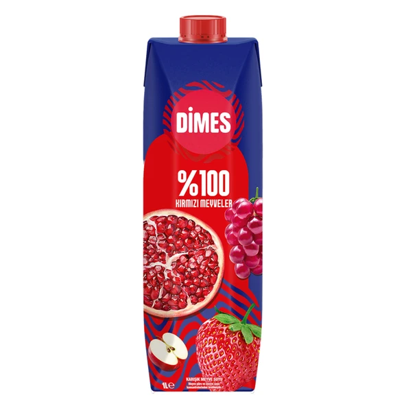 Dimes %100 Kırmızı Meyvelerden Meyve Suyu 1 L (4'li Paket) ürün görseli 1