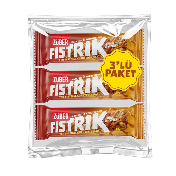 Züber Yer Fıstıklı Kuruyemiş Bar 3 x 30 G (8'li Paket) ürün görseli 1