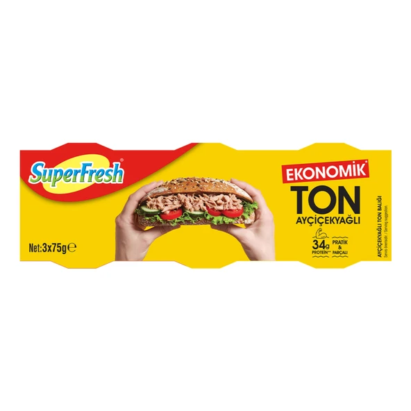 Superfresh Ekonomik Ayçiçek Yağlı Ton Balığı 3 x 75 (6'li Paket) ürün görseli 1