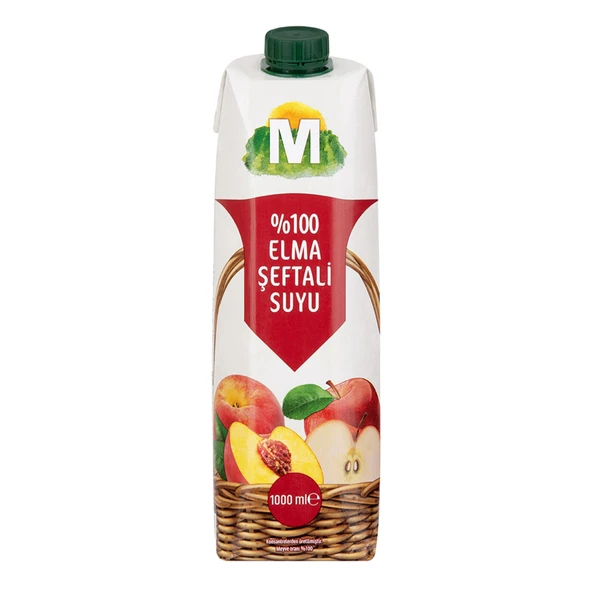 Migros %100 Elma Şeftali Suyu 1 L (8'li Paket) ürün görseli 1