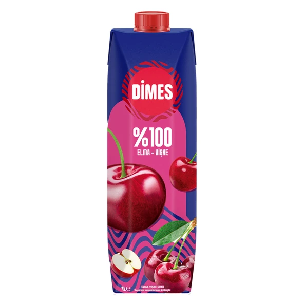 Dimes %100 Elma - Vişne Suyu 1 L (4'li Paket) ürün görseli 1