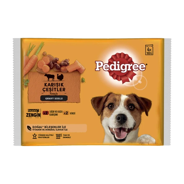 Pedigree Etli Seçenekleri 4'lü Poşet Paket Yaş Mama 4 x 100 G (6'li Paket) ürün görseli 1