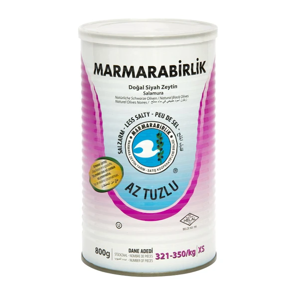 Marmarabirlik Az Tuzlu Zeytin 800 G 321-350 Ad/Kg (4'li Paket) ürün görseli 1