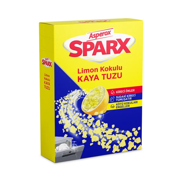 Asperox Sparx Limon Kokulu Kaya Tuzu 1.5 Kg (5'li Paket) ürün görseli 1