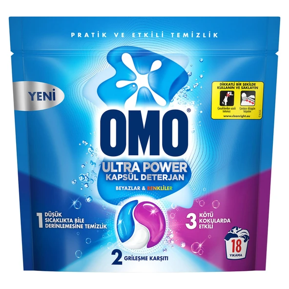 Omo Ultra Power Kapsül Deterjan 18 Kapsül 234 G (6'li Paket) ürün görseli 1