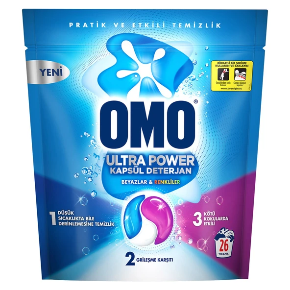 Omo Ultra Power Kapsül Deterjan 26 Kapsül 338 G (6'li Paket) ürün görseli 1
