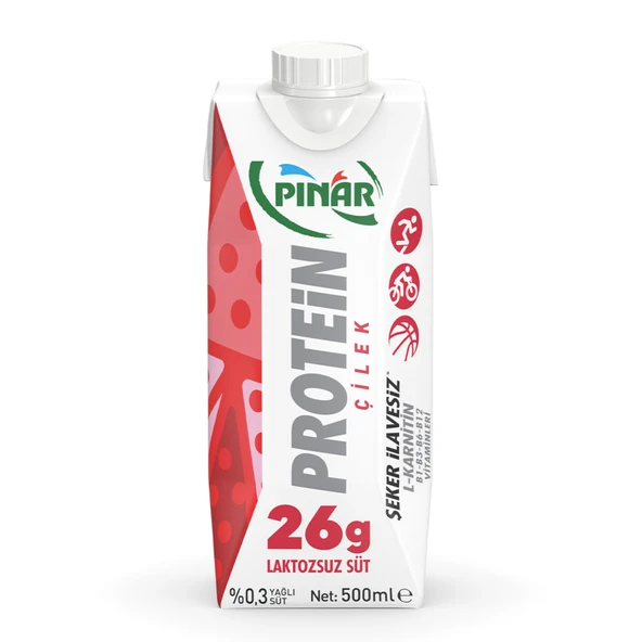 Pınar Protein Çilekli Süt 500 ml (8'li Paket) ürün görseli 1