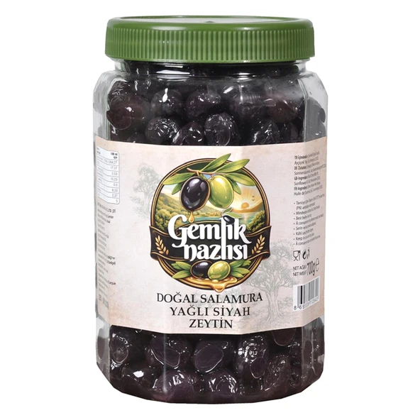 Gemlik Nazlısı Doğal Salamura Siyah Zeytin 351-380 700 G (5'li Paket) ürün görseli 1