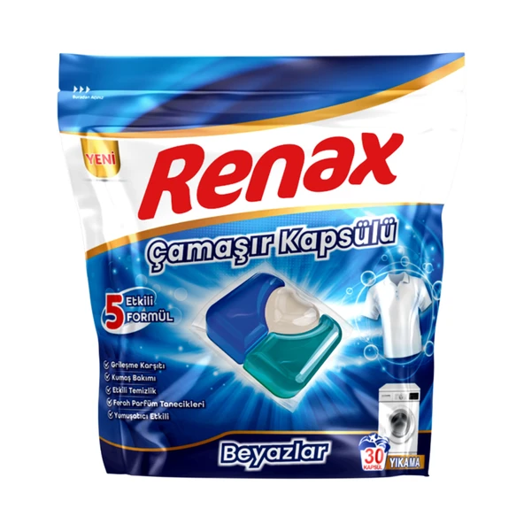 Renax Çamaşır Kapsülü Beyazlar 30'lu 480 G (3'li Paket) ürün görseli 1