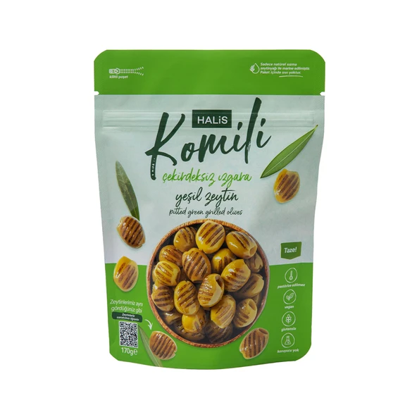 Halis Komili Çekirdeksiz Yeşil Izgara Zeytin 170 G (5'li Paket) ürün görseli 1